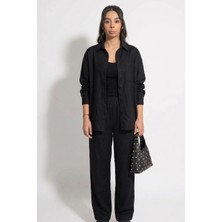 Bn Butik Beli Lastikli Pantolon , Askılı Bluz , Gömlek Üçlü Set