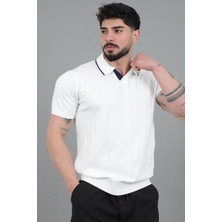 Stil Kombin Apaç Yaka Çizgi Desen Tişört Jrx 1003_30496