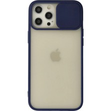 Sylar iPhone 12 Pro Max Kılıf Palm Buzlu Kamera Sürgülü Silikon - Lacivert