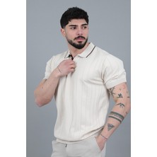 Stil Kombin Apaç Yaka Çizgi Desen Tişört Jrx 1003_30496