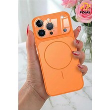Fibaks iPhone 12 Pro Max Kılıf 17 Pro Max Çevirici Magsafe Kamera Lens Korumalı Camlı Dönüştürücü Turuncu