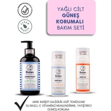 Roius Naturals Yağlı Cilt Güneş Korumalı Bakım Seti | Good Wash Bha Jel Temzileyici +Hero Daily C Vitaminli Nemlendirici+ Hero Sun SPF50 Mineral Filtreli Güneş Kremi