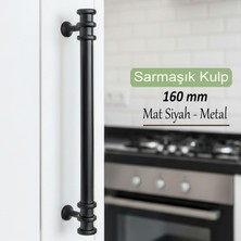 Glaswen Sarmaşık Kulp Mat Siyah 160 mm Kulp Mobilya Mutfak Dolabı Çekmece Dolap Kapak Kulpu Kulbu Metal Kulpları