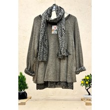 Sahnemoda Leoparlı Şallı  Ikili Tiftik Ithal Bluz