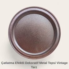 Çatlatma Efektli Dekoratif Metal Tepsi | Modern & Vintage Şık Tasarım 50 cm