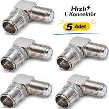 Anktek 5 Adet Hızlı L Tipi Konnektör Quick Adaptör F Dişi - F Erkek 0,2 cm Kablo Uzunluğu
