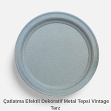 Çatlatma Efektli Dekoratif Metal Tepsi | Modern & Vintage Şık Tasarım 50 cm