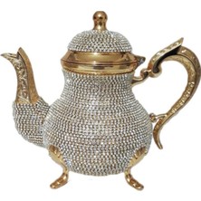 PremiumPort El Işlemeli Bakır Çaydanlık, Kristal Taş Detaylı, 1500 Ml, Renkli