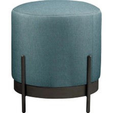 Asaella Mobilya Ella Mio Puf, Metal Halkalı Puf, Makyaj Oturağı ,puf Bench Montajsız Oturak Siyah Metal Ayaklı