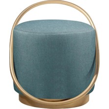 Asaella Mobilya Loop Serisi Puf, Metal Halkalı Puf, Makyaj Oturağı ,puf Bench Montajsız Oturak Gold Metal Ayaklı