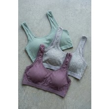 Underwear Bodyway 3'lü Set Büyük Beden Pedli Ribana Fitilli Büstiyer Kalın Askılı Battal Boy Yarım Atlet Sütyen