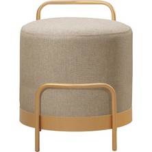 Asaella Mobilya Ella Ola Puf, Metal Halkalı Puf, Makyaj Oturağı ,puf Bench Montajsız Oturak Gold Metal Ayaklı