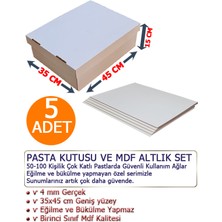 KutuTR 35 x 45 x 15 cm 5 Adet Pasta Kutusu ve 4 mm Mdf Altlık Seti (Takım)