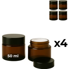 Seray Cam 4’lü 50 ml Amber Cam Krem Kavanozu + Siyah Kapak