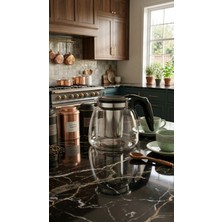 PremiumPort Izli ve Dayanıklı Cam Demlik, Paslanmaz Çelik Süzgeçli, 900ML