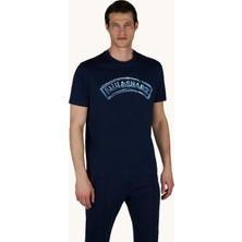 Paul & Shark Erkek Regular Fit Pamuklu Yuvarlak Yakalı Baskılı Kısa Kollu Mavi T-Shirt 26411071A-013