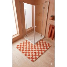 Eurobano Chess Dama Desenli Duşakabin Köşe Paspası Lateks Kaymaz Taban Makinede Yıkanabilir Banyo Paspası