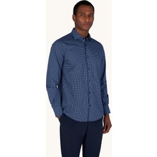 Paul & Shark Erkek Mikro Desenli Pamuklu Uzun Kollu Lacivert Gömlek 26413182CF-G65