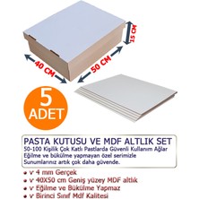 KutuTR 40 x 50 x 15 cm 5 Adet Pasta Kutusu ve 4 mm Mdf Altlık Seti (Takım)