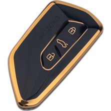 MOZOKO Golf 8 Seat Skoda Uyumlu Lüks Siyah Gold Anahtar Koruma Kılıfı Yeni Kasa Sert Premium Kapak