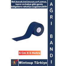 Wintoup #ağrıbandı Uzun Süre Etki Kas Bel Bacak Kol Boyun Sırt Omuz Karın Kalça Lacivert Ağrı Bandı 5 Metre