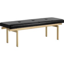 Asaella Mobilya Aria Dekoratif Yatak Ucu Oturma Bankı Makyaj Oturağı Suni Derili Gold Metal Ayaklı Puf Bench