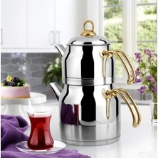 PremiumPort Büyük Gold Kulp Çaydanlık, Şık ve Kullanışlı Mutfak Aksesuarı