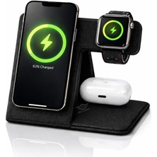 Mell & Swipe 3in1 Kablosuz Şarj Standı 15W Hızlı Şarj – Magsafe Uyumlu Telefon Saat Kulaklık Katlanabilir Şarj Istasyonu