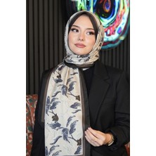 Afvente Çiçek Desen Bronz Kahve Soft Pamuk Şal