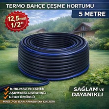 Glaswen Termo Kauçuklu Bahçe Hortumu 5 Metre Dayanıklı 3 Katlı Sağlam Su Sulama Yıkama Hortum 12.5 mm 1/2"
