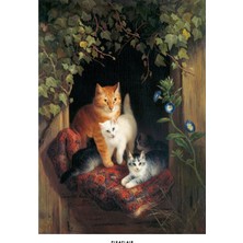 Pixaflair - Cat With Kittens By Henriëtte Ronner - Tablo - Çerçevesiz Poster