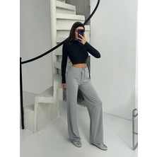 Beei Fitilli Şardonlu Pantolon Gri