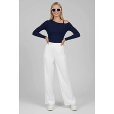 Beei Tek Omuz Ipli Bluz Lacivert