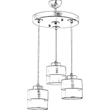 AV-60193-3T-KRM Krem Boyalı Modern Avize E27 Metal Cam 40CM
