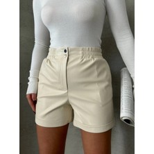 Beei Beli Lastikli Çıtçıtlı Deri Şort W241007