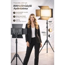 Smayling 800 LED Profesyonel Video Işığı Tripodlu – Ayarlanabilir Parlaklık & 3200K-5600K Renk Sıcaklığı – Fotoğraf, Yayıncı, Vlog Işığı