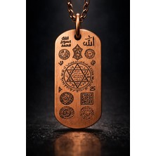 İyyaKe Erkek Bakır Kolye Koruma Zırh Duası Yazılı Dog Tag Model Saf Bakır Kolye Zincir