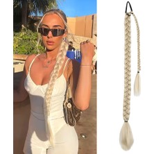 Beei Üçlü Örgülü Tokalı Bağlamalı At Kuyruğu / Platin