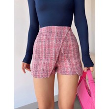 Beei Kapaklı Tüvit Şort Etek Kırmızı