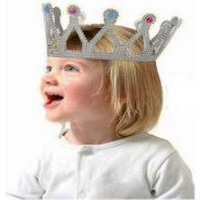 Beei Gümüş Renk Çuk ve Yetişkin Uyumlu Kraliçe Tacı Prenses Tacı 8X25 cm