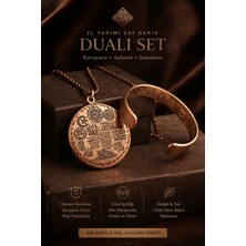 İyyaKe Dualı Saf Bakır Kolye Bileklik Set – Zırh Koruma Duası Işlemeli, El Yapımı, Ayarlanabilir