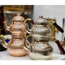 PremiumPort Bakır Petek Desenli Büyük Kırmızı Çaydanlık Şık ve Kullanışlı Tasarım