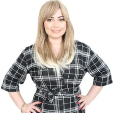 Beei Düz Perçemli Orta Boy Fiber Sen Peruk / Karamel / Platin Röfleli