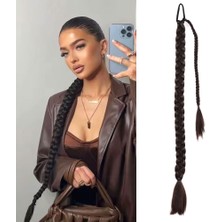 Beei Üçlü Örgülü Tokalı Bağlamalı At Kuyruğu / Kahverengi