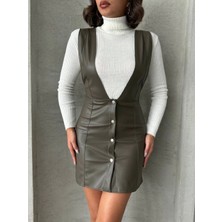 Beei Deri Jile Elbise Haki W24796