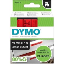 Dymo D1 Yedek Şerit, 19 mm x 7 Mt, Kırmızı/siyah (45807)