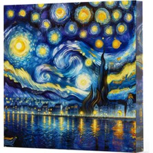 Beei Van Gogh 7 Yıldızlı Gece - Çizgisiz Yan Boyamalı Defter