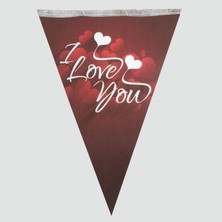 I You Temalı Kırmızı Beyaz Üçgen Flama Bayrak, Romantik Parti Dekorasyonu, Sevgililer Günü Süslemesi