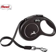 Flexi New Classic Otomatik Şeritli Köpek Gezdirme Kayışı 5mt (M) Siyah