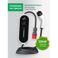 BIGstation 22kW Akıllı Taşınabilir EV Şarj Cihazı – Şebeke Analizi, Wi-Fi & Bluetooth, 220V Adaptör Dahil, Tüm Araçlarla Uyumlu (Kablolu)